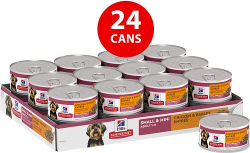 Bundle: Hill's Science Diet Adult Small Paws Chicken Meal & Rice Recipe Dry Food + Chicken & Barley Entree Canned Dog Food