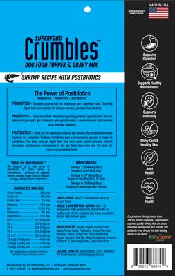 Crumbles de camarones secados al aire, complemento para comida para perros, bolsa de 7 oz