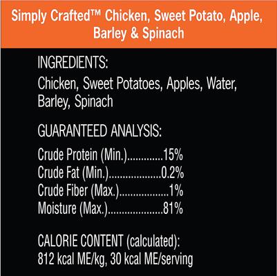 Simply Crafted Variety Pack Chicken, Carrots, Potatoes & Peas & Chicken, Sweet Potato, Apple, Barley & Spinach Limited-Ingredient Wet Dog Food Topper, 1.3-oz tray, bundle of 16