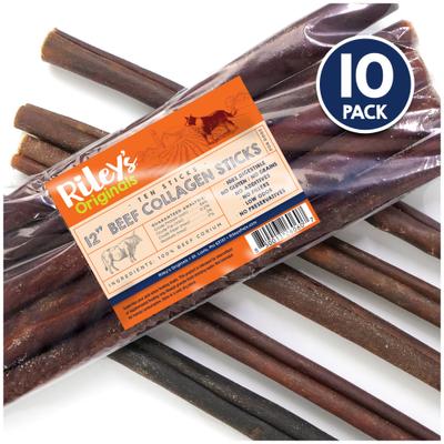 Beef Collagen Sticks 12-inch Natural Dog Chew Treats, 10 count