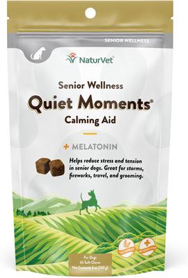 Senior Wellness Quiet Moments Calming Aid Chamomile, Passion Flower & L-Tryptphan Plus Melatonin Dog Supplement, 65 count