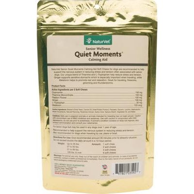 NaturVet, Quiet Moments Senior Wellness, masticables calmantes con melatonina para perros mayores, 65 masticables