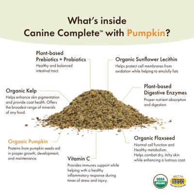 Organic Canine Complete Pumpkin Enhanced Powder Daily Multivitamin for Dogs, 1-lb jar