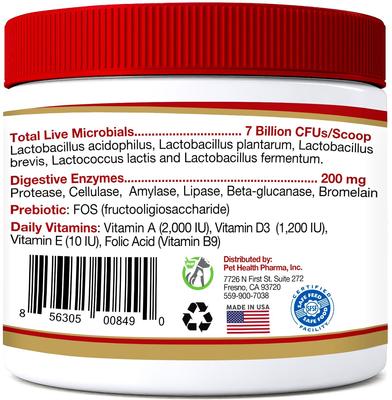 Advanced Max-Strength Digestive Health Probiotic Powder Dog Supplement, 4.2-oz