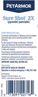 Sure Shot 2X Dewormer for Hookworms & Roundworms for Dogs, 2-fl oz bottle