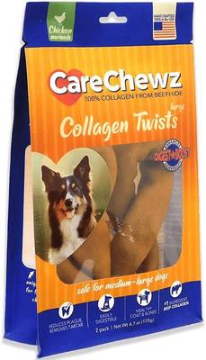 CareChewz Collagen 6 to 7-inch Twist Keys Chicken Flavored Chewy Dog Treats, 2 count