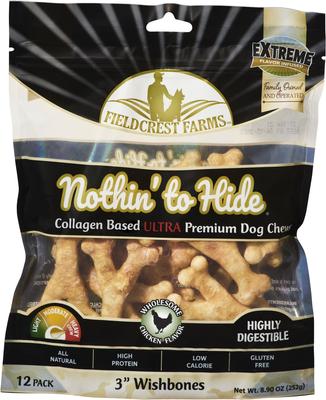 Nothin' To Hide 3-inch Ultra Wishbone Chicken Flavor Dog Chews, 12 count