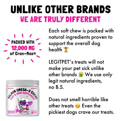 Suplemento masticable suave con omega-3 de aceite de salmón de Alaska para piel y pelaje de perros, 30 unidades