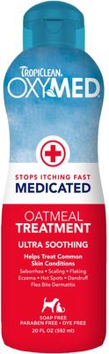Bundle: TropiClean OxyMed Medicated Anti-Itch Oatmeal Shampoo, 20-oz bottle + Dog & Cat Treatment Rinse, 20-oz bottle