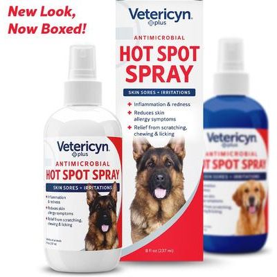 Spray antimicrobiano Plus para puntos calientes de perros, gatos y mascotas pequeñas, botella de 8 onzas líquidas