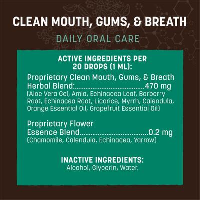 Apothecary Clean Mouth, Gums & Breath Herbal Liquid Dental Supplement for Dogs & Cats, 2-fl oz bottle