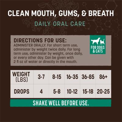 Apothecary Clean Mouth, Gums & Breath Herbal Liquid Dental Supplement for Dogs & Cats, 2-fl oz bottle