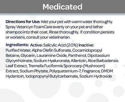 Champú medicado FoamCare para mascotas, aerosol de 16 onzas líquidas
