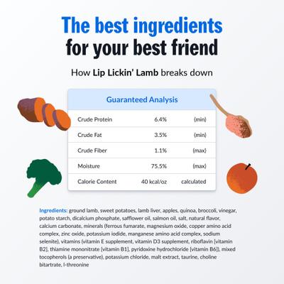 Human Grade Lip Lickin' Lamb Entree Fresh Dog Food, 12-oz cup, case of 12