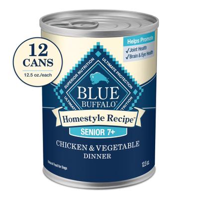Bundle: Blue Buffalo Homestyle Recipe Senior Chicken Dinner with Garden Vegetables + Homestyle Recipe Beef Dinner with Garden Vegetables & Sweet Potatoes Canned Dog Food