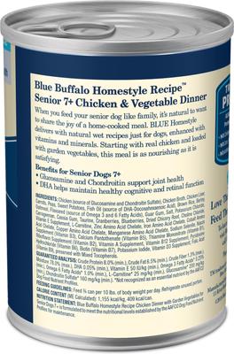 Bundle: Blue Buffalo Homestyle Recipe Senior Chicken Dinner with Garden Vegetables + Homestyle Recipe Beef Dinner with Garden Vegetables & Sweet Potatoes Canned Dog Food