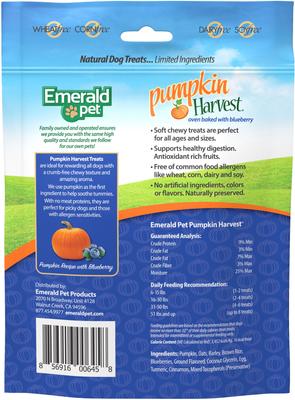 Pumpkin Harvest Oven Baked Pumpkin Recipe with Blueberry Chewy Dog Treats, 6-oz bag