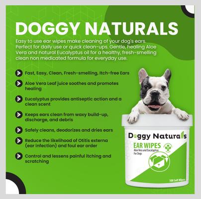 Aloe & Eucalyptus Cat & Dog Ear Cleaner Wipes, 100 count