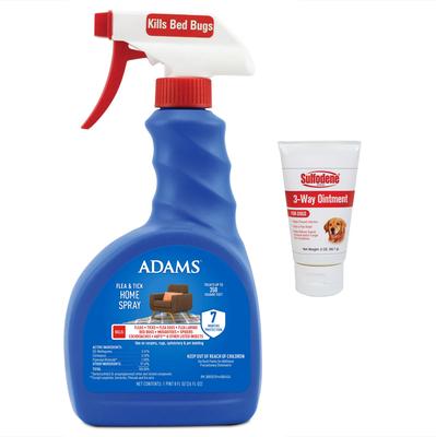 Bundle: Sulfodene 3-Way Ointment for Dogs, 2-fl oz & Adams Flea & Tick Home Spray, 24-fl oz bottle