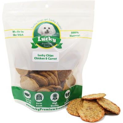 Premio de pollo y zanahoria para perros Lucky Chips, bolsa de 355 g