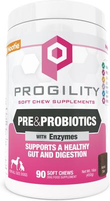Progility Pre & Probiotics with Enzymes Soft Chew Supplement for Dogs, 90 count