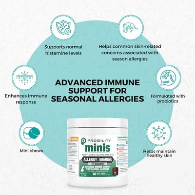 Progility Minis Allergy & Immune for Seasonal Allergies Soft Chew Supplement for Dogs, 60 count