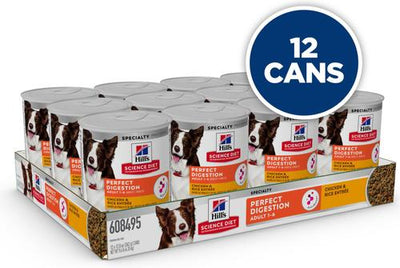 Adult Perfect Digestion Chicken & Rice Entree Minced Wet Dog Food, 12.8-oz can, 12 count