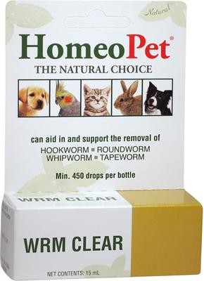 WRM Clear Dewormer for Hookworms, Roundworms, Tapeworms & Whipworms for Birds, Cats, Dogs & Small Pets, 450 drops