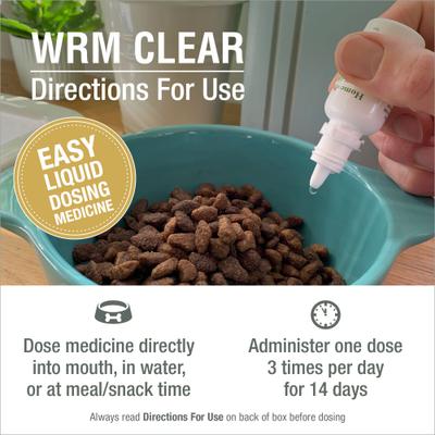 WRM Clear Dewormer for Hookworms, Roundworms, Tapeworms & Whipworms for Birds, Cats, Dogs & Small Pets, 450 drops