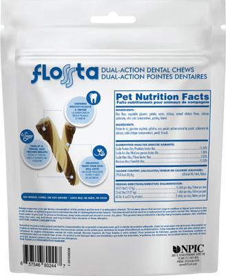 FLOSSta Dual Action Chicken Flavor Dental Dog Chews, 15 count