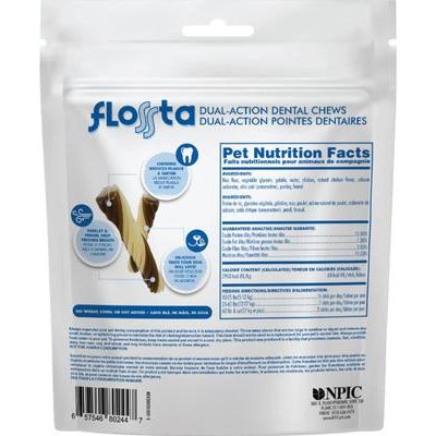 Masticables dentales para perros FLOSSta de doble acción con sabor a pollo, 15 unidades