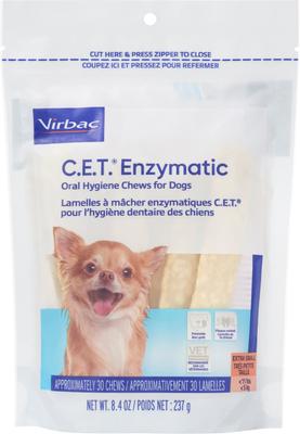 Bundle: Virbac C.E.T. VeggieDent Fr3sh Tartar Control Dog Chews, Extra Small, 30 count & Virbac C.E.T. Enzymatic Oral Hygiene Dental Dog Chews, X-Small