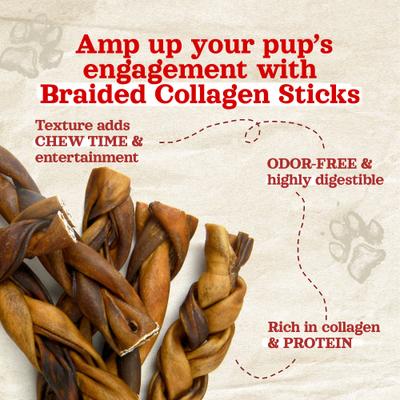 Braided Beef 6-in Collagen Sticks Dog Treats, 10 count