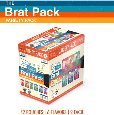 Cats in the Kitchen The Brat Pack Variety Pack Cat Food Pouches, 3-oz pouch, case of 12