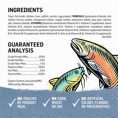 Grain-Free Trout & Catfish Pate Recipe Canned Cat Food, 3-oz, case of 12
