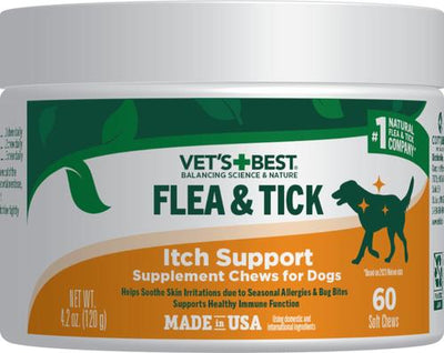 Flea & Tick Support Natural Soft Chews for Dogs, 60 count
