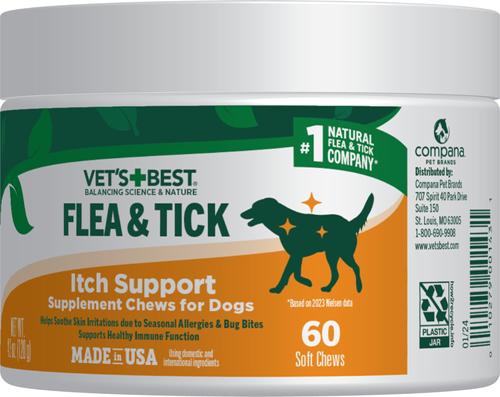 Flea & Tick Support Natural Soft Chews for Dogs, 60 count