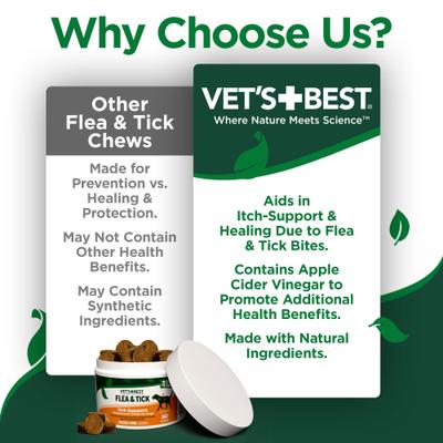 Flea & Tick Support Natural Soft Chews for Dogs, 60 count