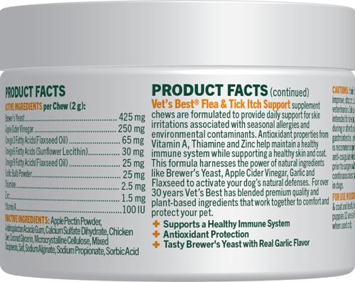 Flea & Tick Support Natural Soft Chews for Dogs, 60 count