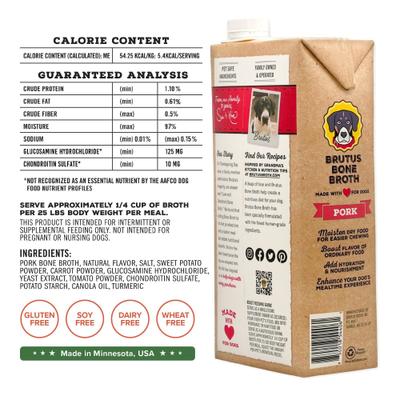 Caldo de hueso de cerdo para cadera y articulación con glucosamina, aderezo para comida para perros, caja de 32 oz