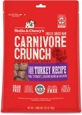 Bundle: Stella & Chewy's Carnivore Crunch Grass-Fed Beef, Duck & Turkey Recipe Freeze-Dried Raw Dog Treats, 3.25-oz bag, bundle of 3