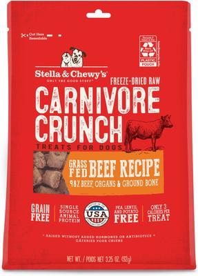 Bundle: Stella & Chewy's Carnivore Crunch Grass-Fed Beef, Duck & Turkey Recipe Freeze-Dried Raw Dog Treats, 3.25-oz bag, bundle of 3