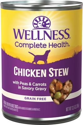 Bundle: Wellness Large Breed Complete Health Adult Deboned Chicken & Brown Rice Recipe Dry Dog Food + Chicken Stew with Peas & Carrots Grain-Free Canned Food