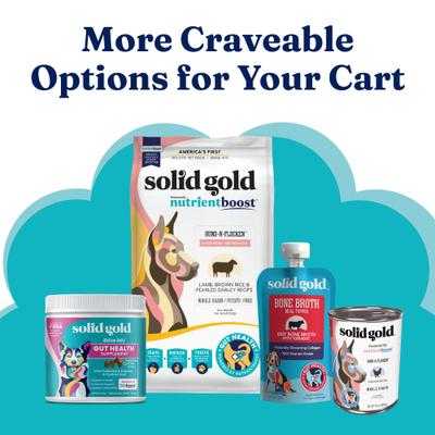 Condimento para comida para perros sin cereales con sabor a calabaza Gut Health, frasco de 113 g