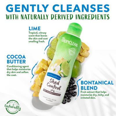 Bundle: TropiClean Lime & Coconut Deshedding Shampoo, 20-oz bottle + Lime & Cocoa Butter Deshedding Dog Conditioner, 20-oz bottle