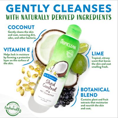 Bundle: TropiClean Lime & Coconut Deshedding Shampoo, 20-oz bottle + Lime & Cocoa Butter Deshedding Dog Conditioner, 20-oz bottle