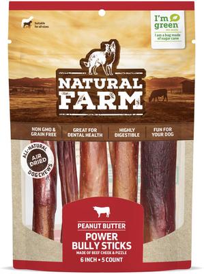 Power Peanut Butter Bully Sticks Dog Treats, 12-in, 1 count