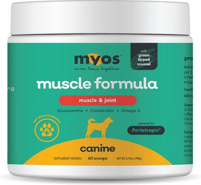 Fórmula para músculos y articulaciones caninas con fortetropina y suplemento de mejillón de labios verdes para perros, envase de 6.9 oz