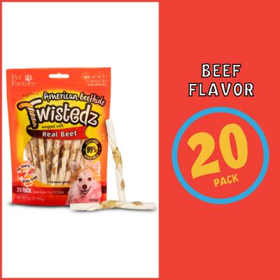 Twistedz 5-inch Beefhide Beef Flavored Twist Sticks Dog Hard Chews, 20 count