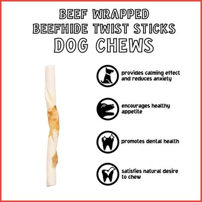 Twistedz 5-inch Beefhide Beef Flavored Twist Sticks Dog Hard Chews, 20 count